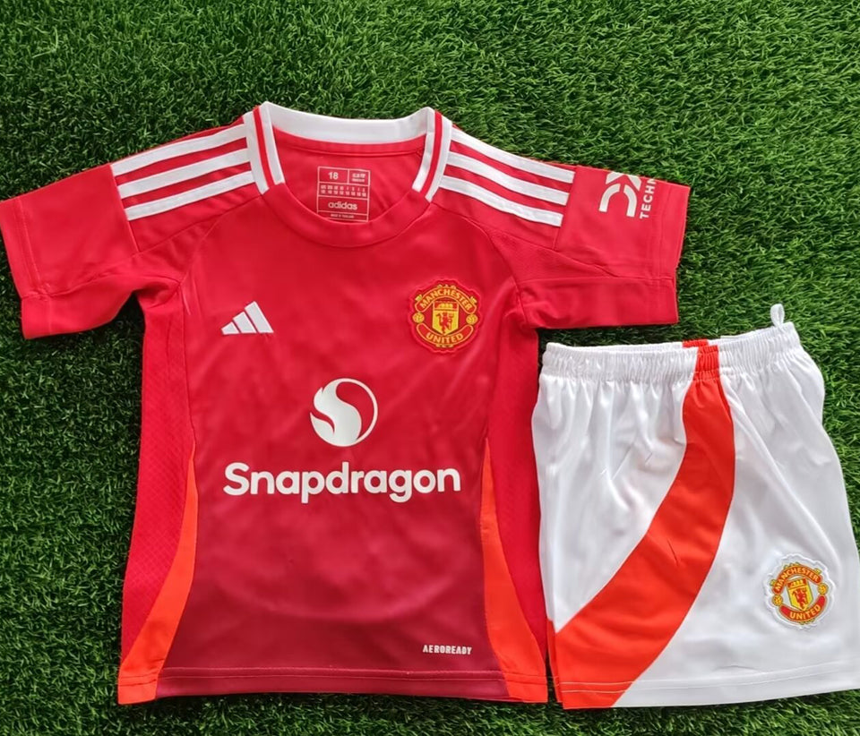 2024/25 Manchester United Home Short Sleeve Kids Jersey