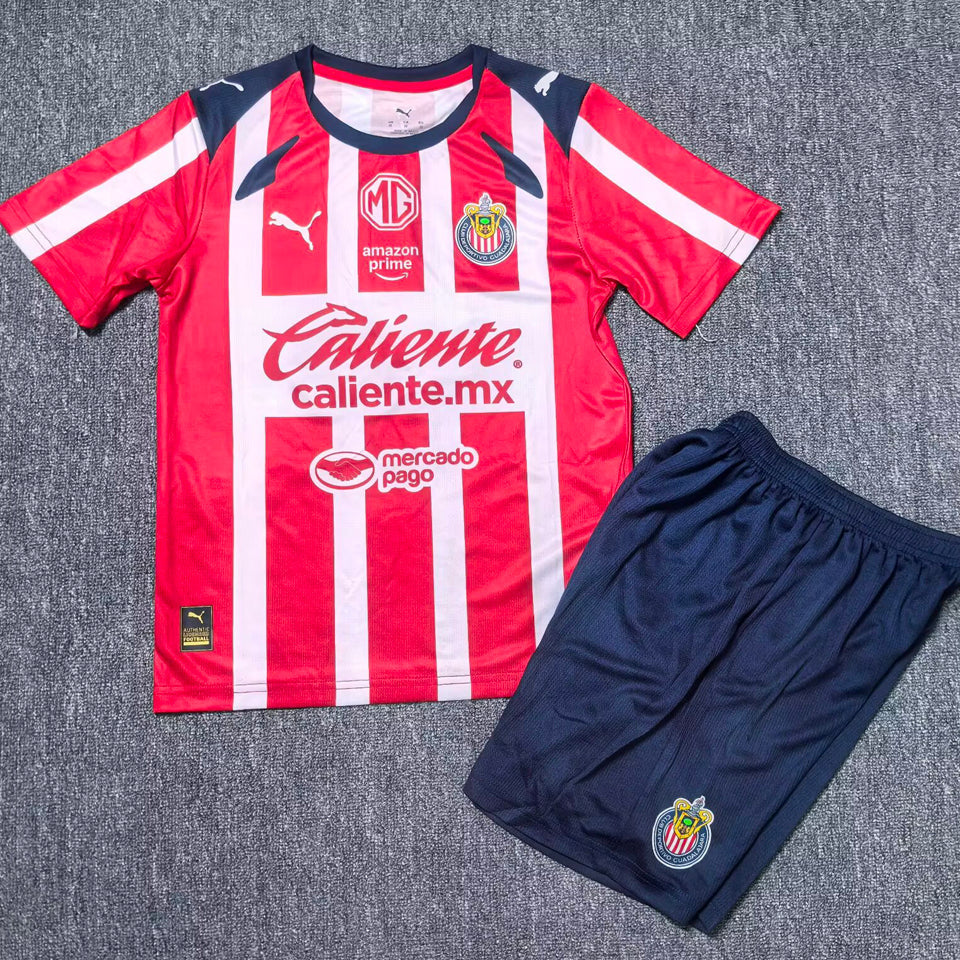 2025/26 Chivas Home Short Sleeve Jersey for Kids