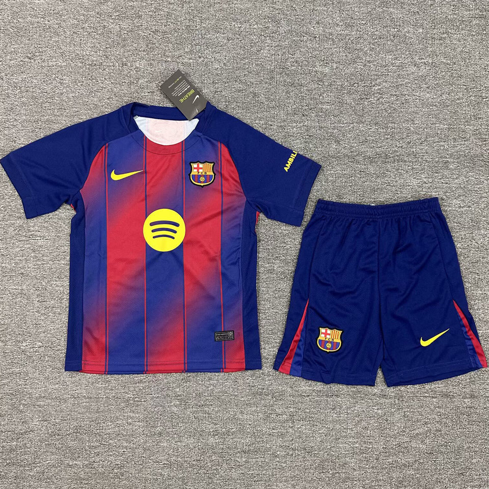 2025/26 Barcelona Home Short Sleeve Jersey for Kids