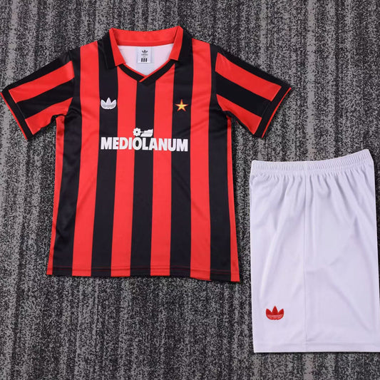 1991/92 AC Milan Home Short Sleeve Retro Kids Jersey