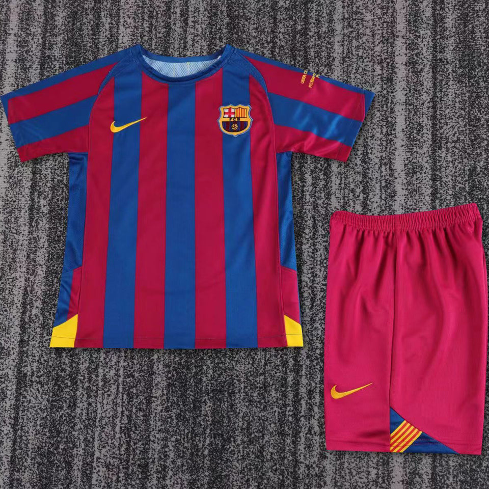2005/06 Barcelona Home Short Sleeve Retro Kids Jersey