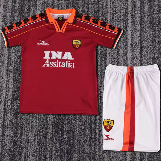 1998/99 Roma Home Short Sleeve Retro Kids Jersey