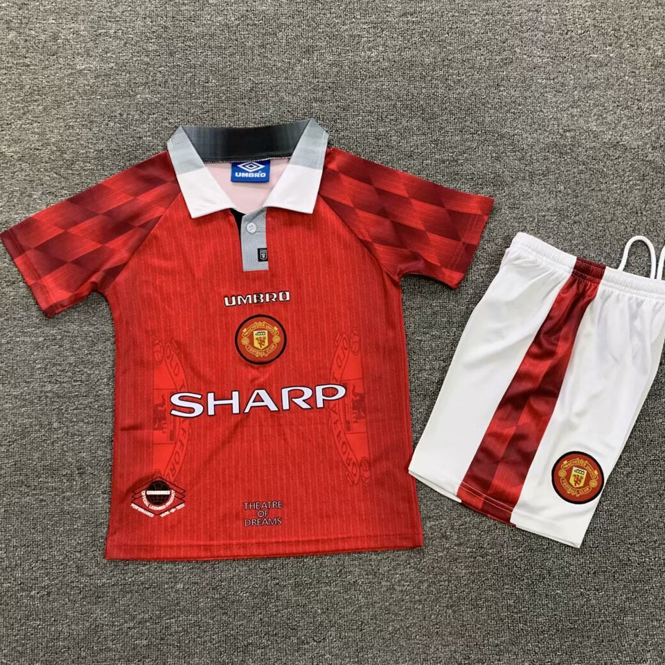 1996/98 Manchester United Home Short Sleeve Retro Kids Jersey