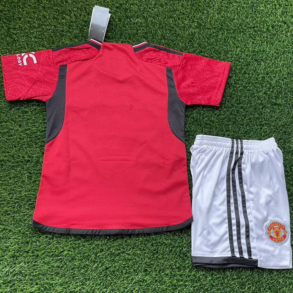 2023/24 Manchester United Home Short Sleeve Kids Jersey