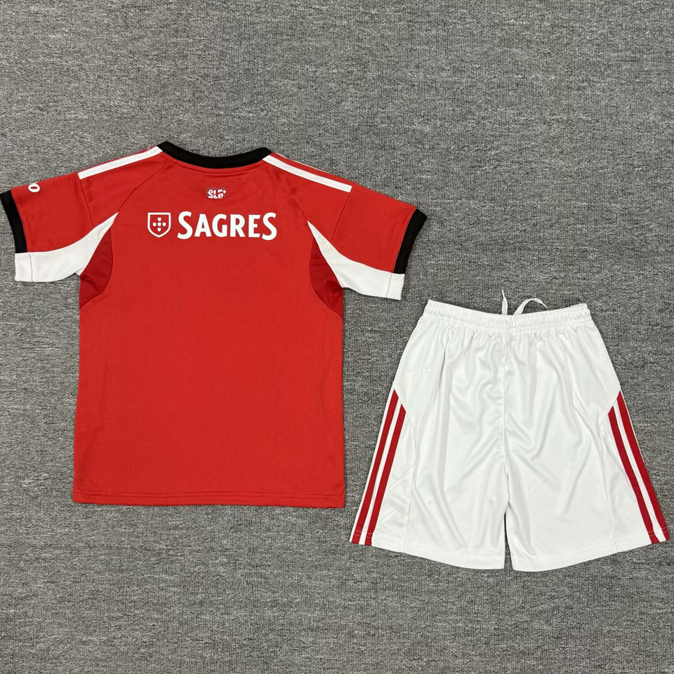2025/26 Benfica Home Short Sleeve Jersey for Kids