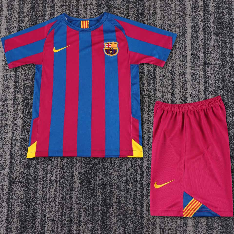 2005/06 Barcelona Home Short Sleeve Retro Kids Jersey