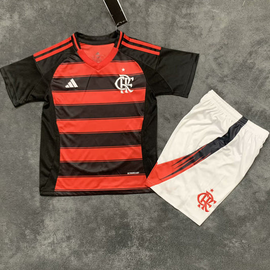2025/26 Flamengo Home Short Sleeve Jersey for Kids