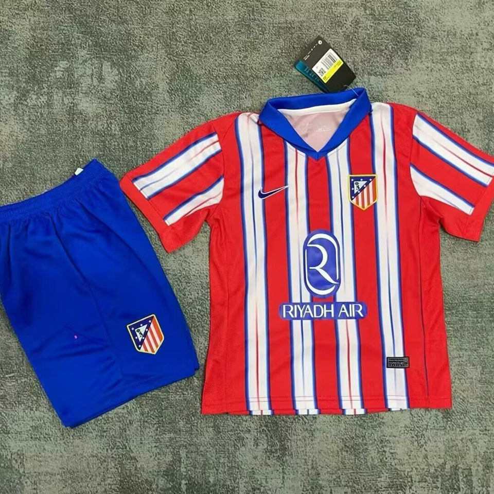 2024/25 Atletico Madrid Home Short Sleeve Kids Jersey