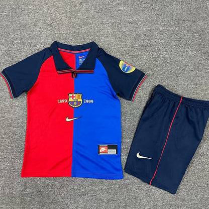 1999 Barcelona Home Short Sleeve Retro Kids Jersey