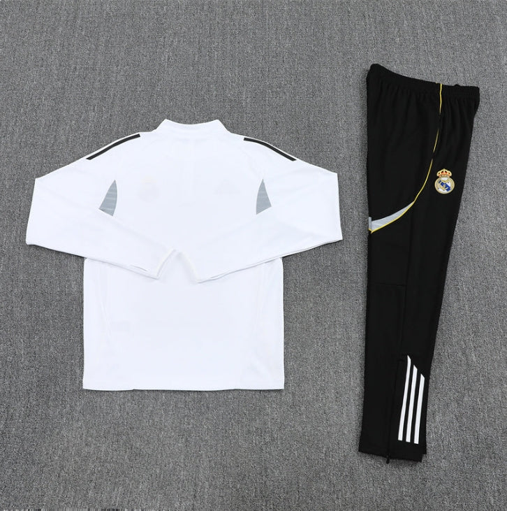2025/2026 Real Madrid White and Black Tracksuit