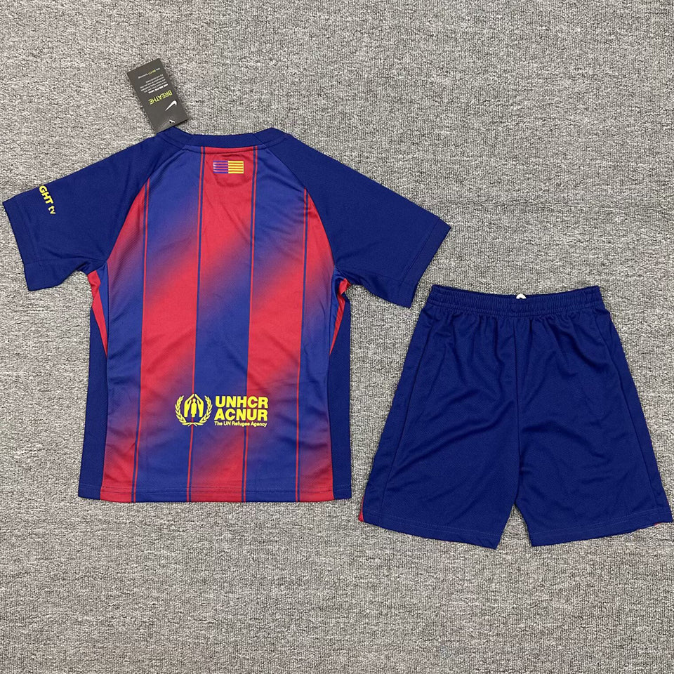 2025/26 Barcelona Home Short Sleeve Jersey for Kids