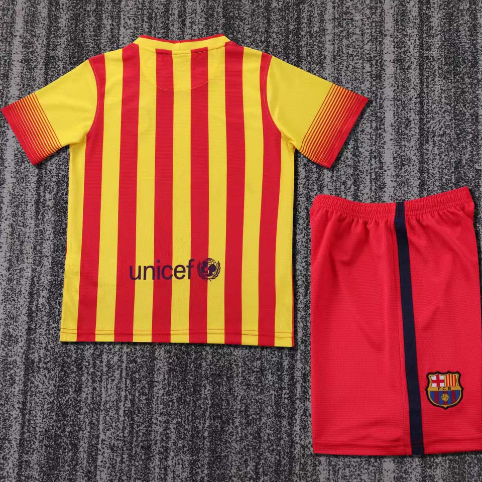 2013/14 Barcelona Away Short Sleeve Retro Kids Jersey