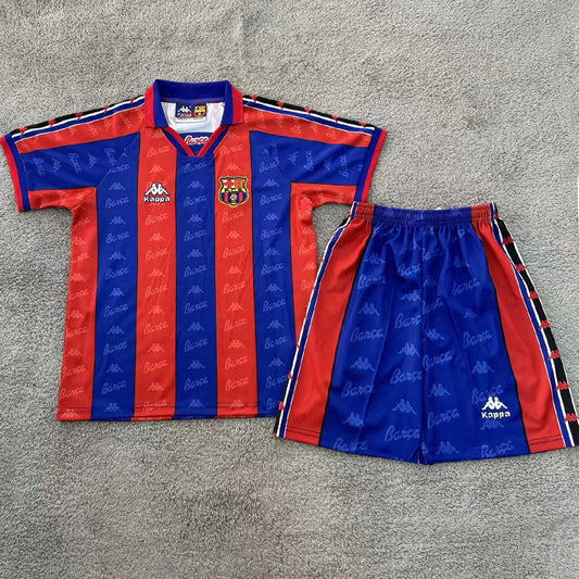 1996/97 Barcelona Home Short Sleeve Retro Kids Jersey