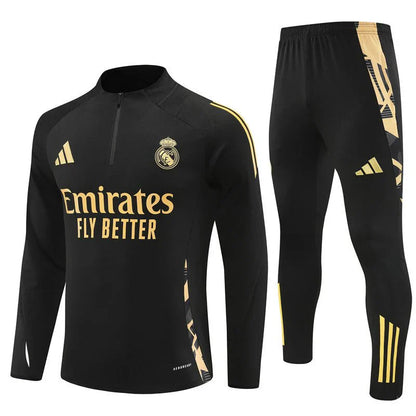 Real Madrid Black and Gold Tracksuit